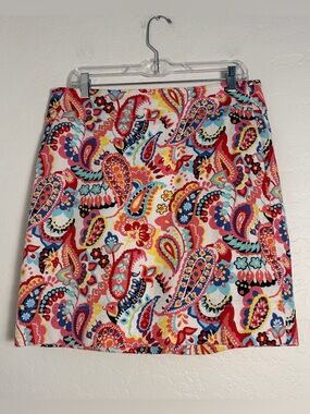 Talbots Women's Skirt Sz 10 Paisley Knee Length Skirt Persian Pink Muilt. Resort
